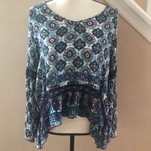Patrons of Peace | Boho crop blouse bell sleeves